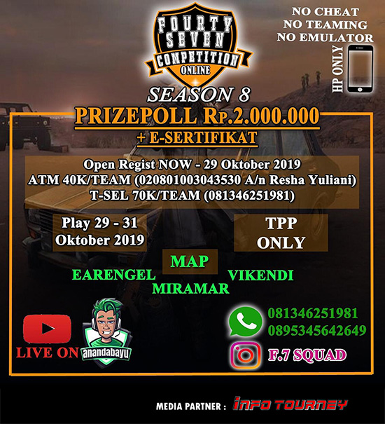 turnamen pubgm pubgmobile oktober 2019 f7 squad season 8 poster