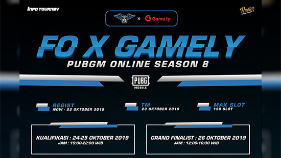 turnamen pubgm pubgmobile oktober 2019 fo x gamely season 8 logo
