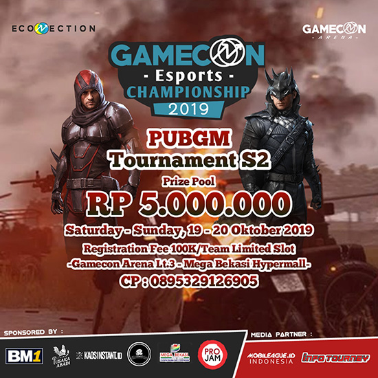 turnamen pubgm pubgmobile oktober 2019 gamecon esports championship s2 poster