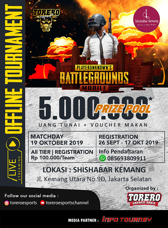 turnamen pubgm pubgmobile oktober 2019 torero x shishabar poster