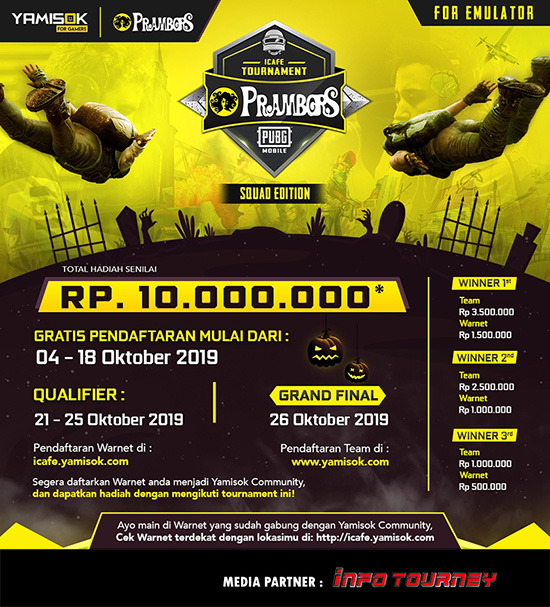 turnamen pubgm pubgmobile oktober 2019 yamisok x warnet poster