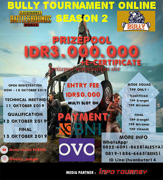 turnamen pubgm pubgmobile oktober 2019 bully season 2 poster