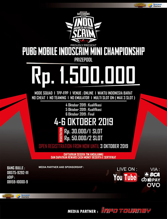 turnamen pubgm pubgmobile oktober 2019 indo scrim mini championship poster