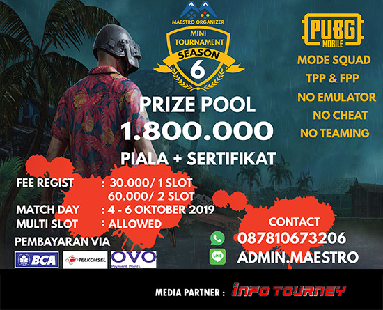 turnamen pubgm pubgmobile oktober 2019 maestro organizer season 6 poster