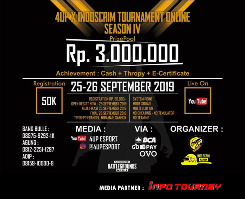 turnamen pubgm pubgmobile september 2019 4up esport season 4 2 poster