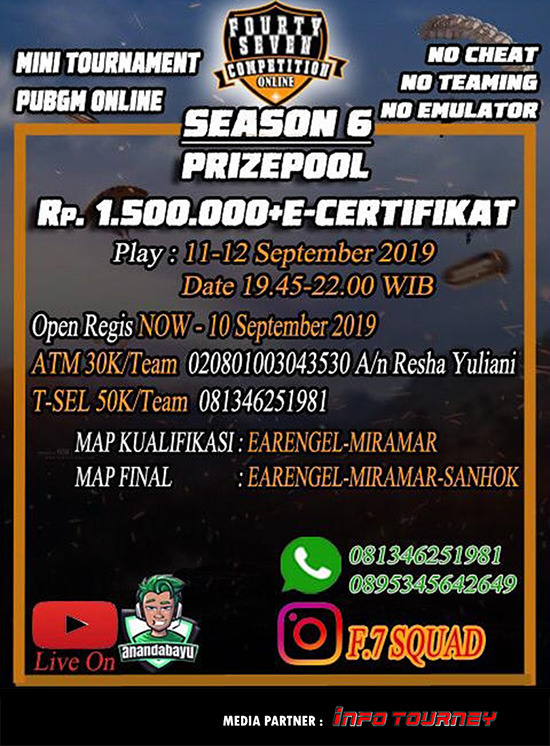 turnamen pubgm pubgmobile september 2019 f7squad season 6 poster