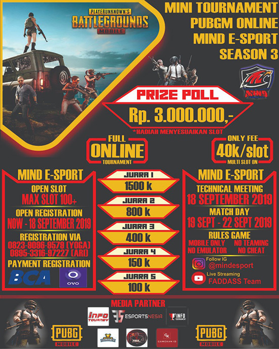turnamen pubgm pubgmobile september 2019 mind esport season 3 poster