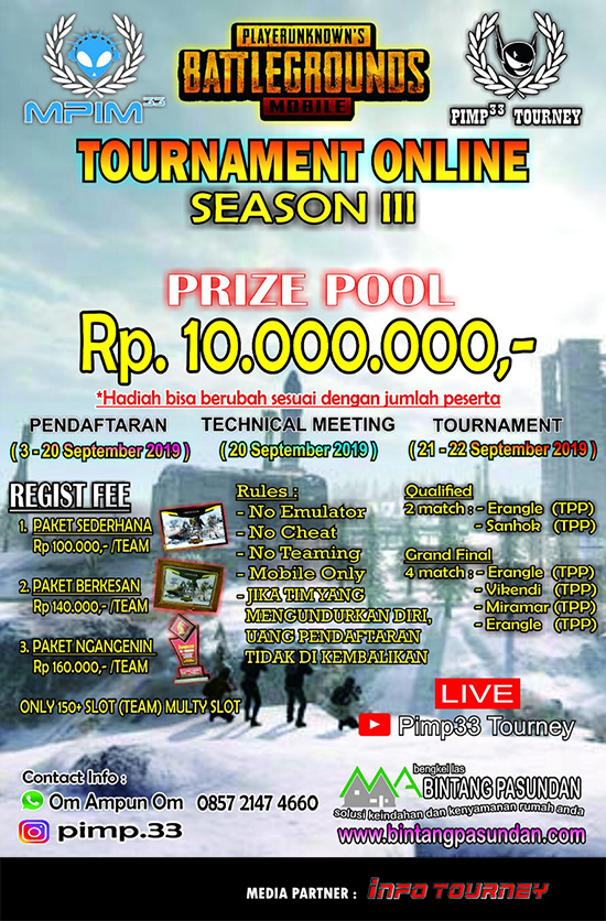 turnamen pubgm pubgmobile september 2019 mpimp33 season 3 poster