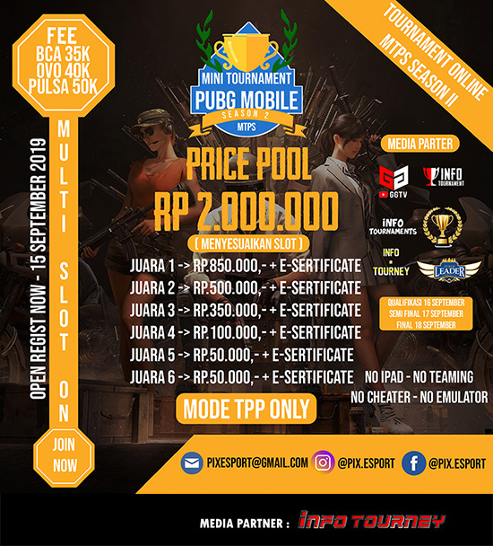 turnamen pubgm pubgmobile september 2019 pix squad season 2 poster