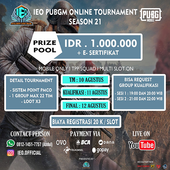 turnamen pubgm pubgmobile agustus 2020 intellegent event season 20 poster