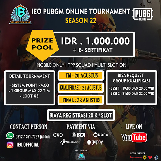 turnamen pubgm pubgmobile agustus 2020 intellegent event season 22 poster