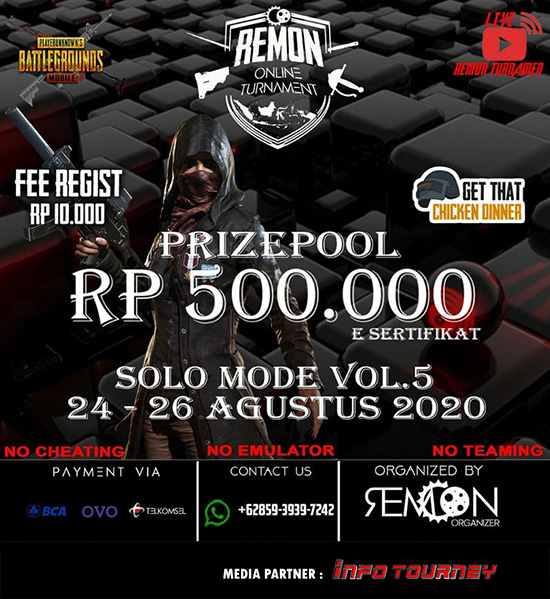 turnamen pubgm pubgmobile agustus 2020 remon solo season 5 poster