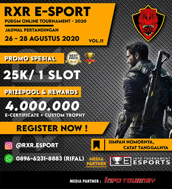 turnamen pubgm pubgmobile agustus 2020 rxr season 11 poster