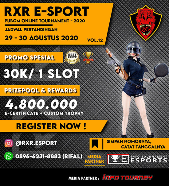 turnamen pubgm pubgmobile agustus 2020 rxr season 12 poster