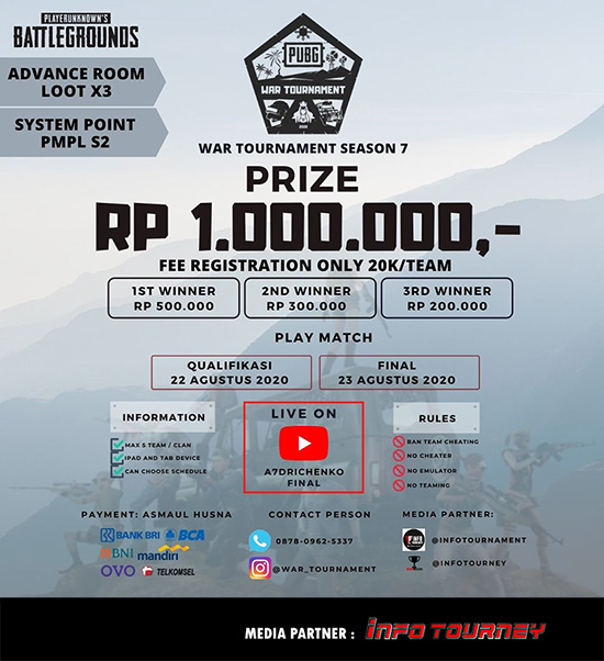 turnamen pubgm pubgmobile agustus 2020 war weekly season 7 poster