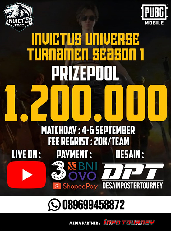 turnamen pubgm pubgmobile september 2020 invictus universe season 1 poster