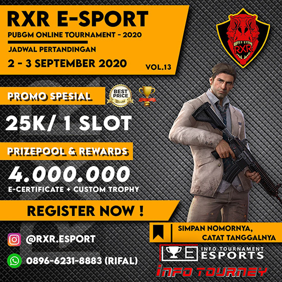 turnamen pubgm pubgmobile september 2020 rxr season 13 poster