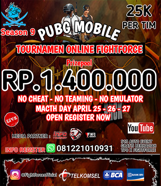 turnamen pubgm pubgmobile april 2020 fightforce official season 9 poster
