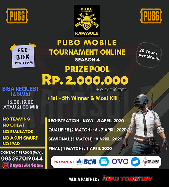 turnamen pubgm pubgmobile april 2020 kapasole season 4 poster