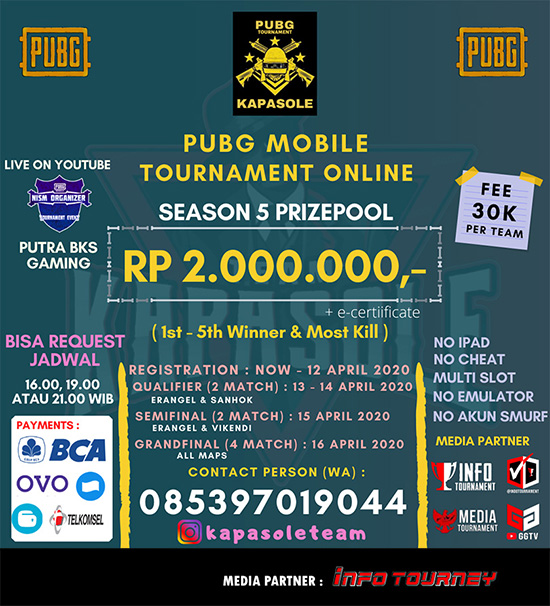 turnamen pubgm pubgmobile april 2020 kapasole season 5 poster