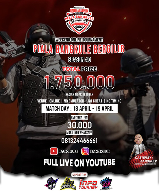 turnamen pubgm pubgmobile april 2020 pbb esport season 45 poster