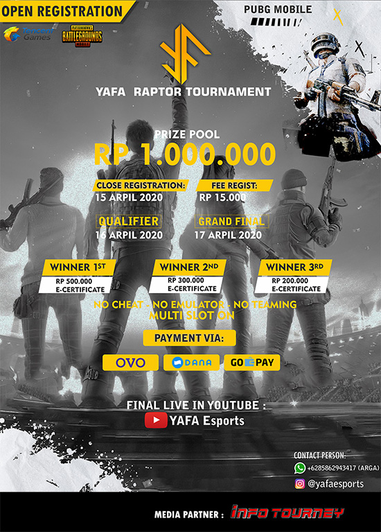 turnamen pubgm pubgmobile april 2020 yafa raptor poster