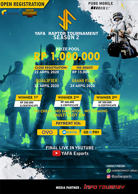 turnamen pubgm pubgmobile april 2020 yafa raptor season 2 poster