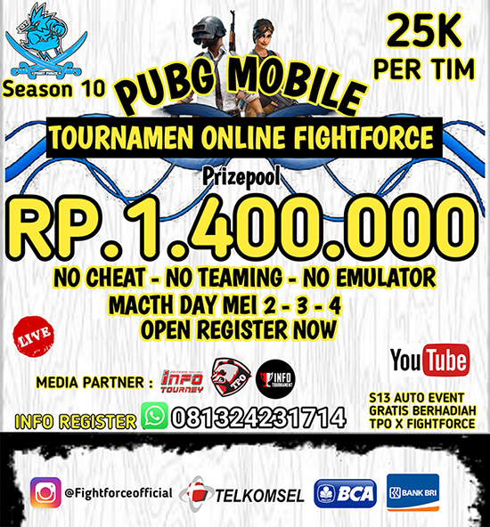 turnamen pubgm pubgmobile mei 2020 fightforce official season 10 poster