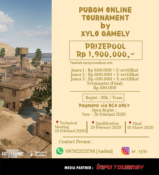 turnamen pubgm pubgmobile februari 2020 xylo gamely poster