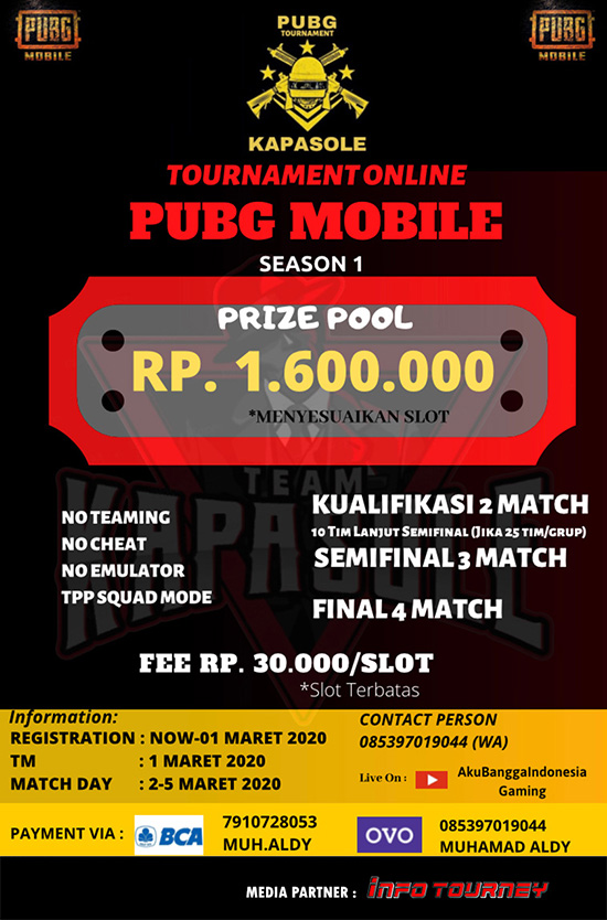 turnamen pubgm pubgmobile maret 2020 kapasole season 1 poster