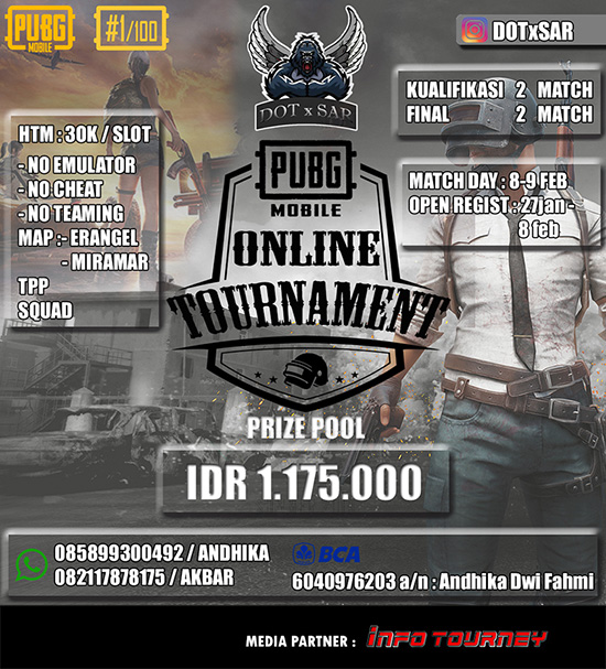 turnamen pubgm pubgmobile februari 2020 dot x sar poster