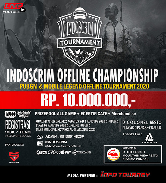 turnamen pubgm pubgmobile agustus 2020 indoscrim dcolonel championship poster