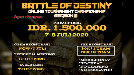 turnamen pubgm pubgmobile juli 2020 battle of destiny season 3 logo