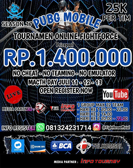turnamen pubgm pubgmobile juli 2020 fightforce season 17 poster