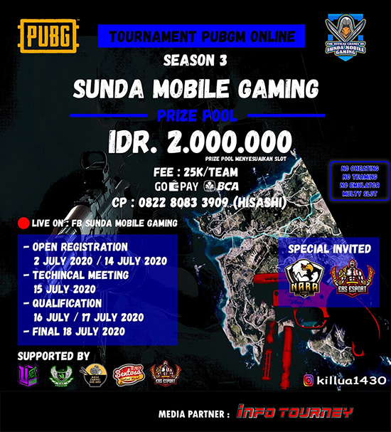 turnamen pubgm pubgmobile juli 2020 sunda mobile gaming season 3 poster