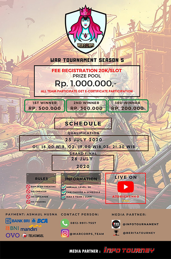 turnamen pubgm pubgmobile juli 2020 war weekly season 5 poster