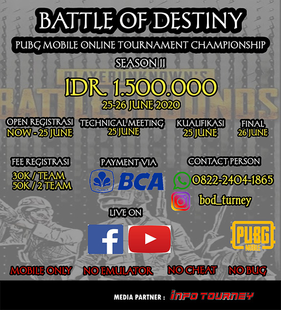 turnamen pubgm pubgmobile juni 2020 battle of destiny season 2 poster 1