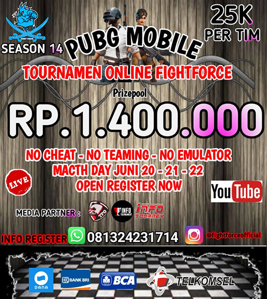 turnamen pubgm pubgmobile juni 2020 fightforce season 14 poster