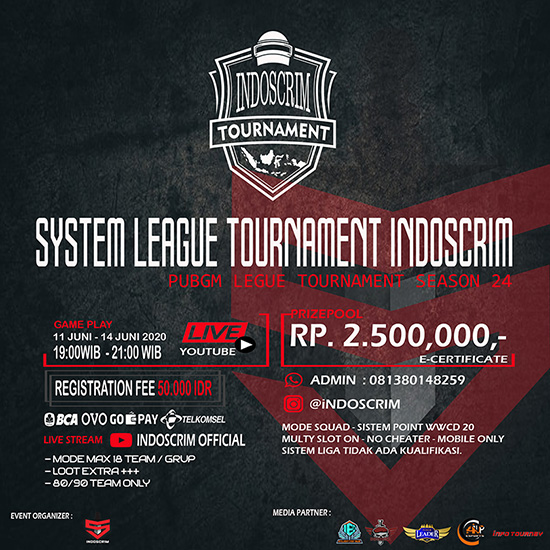 turnamen pubgm pubgmobile juni 2020 indoscrim league season 24 poster