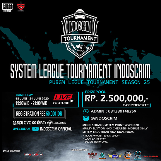 turnamen pubgm pubgmobile juni 2020 indoscrim league season 25 poster