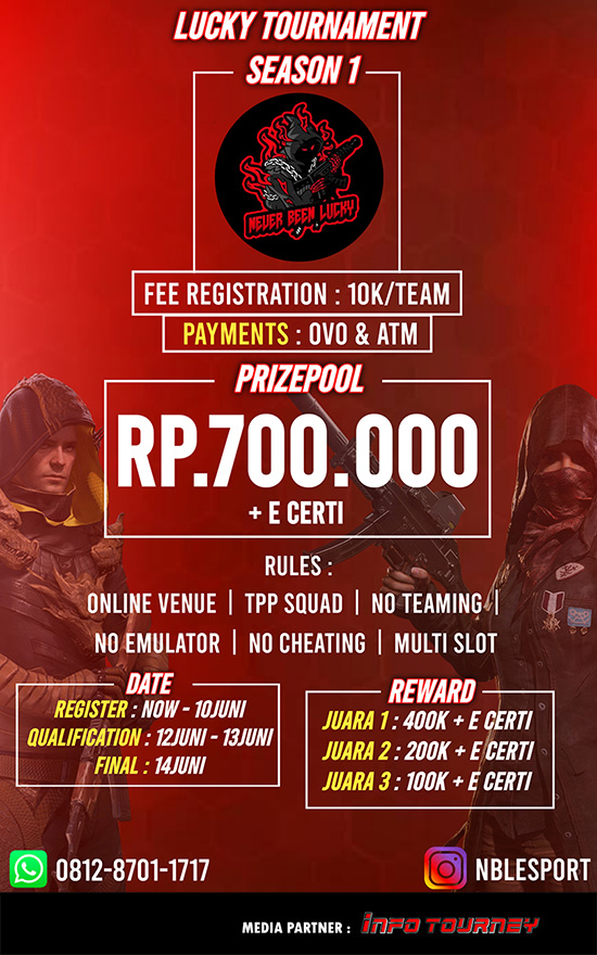 turnamen pubgm pubgmobile juni 2020 nbl lucky season 1 poster
