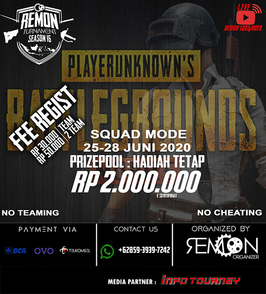turnamen pubgm pubgmobile juni 2020 remon season 16 poster