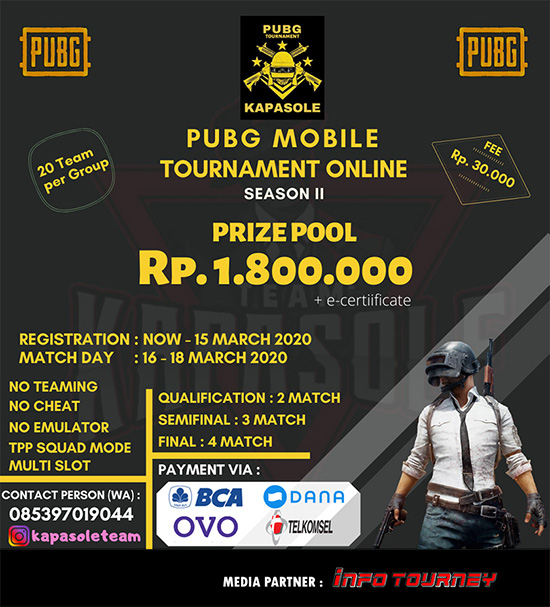 turnamen pubgm pubgmobile maret 2020 kapasole season 2 poster