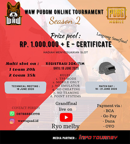 turnamen pubgm pubgmobile juni 2020 waw squad season 2 poster