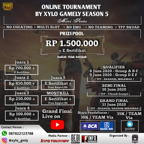 turnamen pubgm pubgmobile juni 2020 xylo gamely season 5 poster