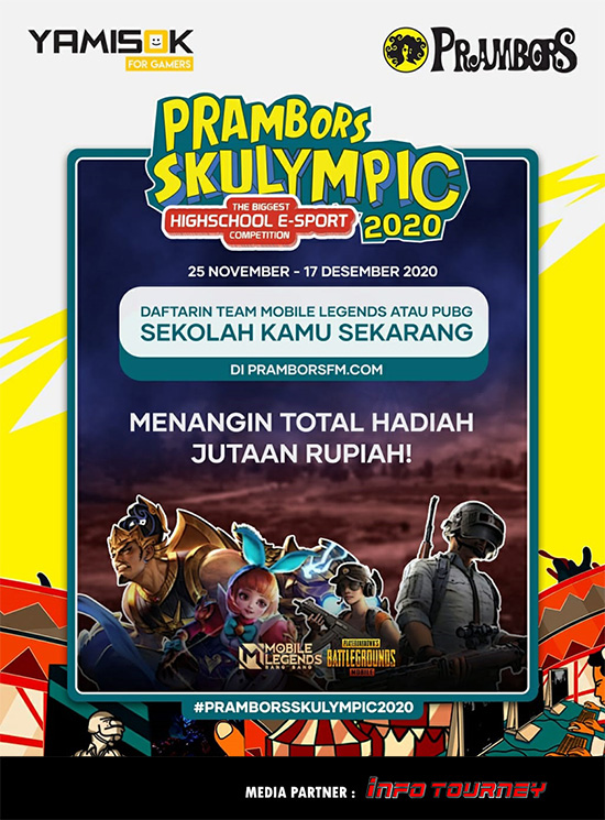 turnamen pubgm pubgmobile desember 2020 prambors skulympic 2020 poster