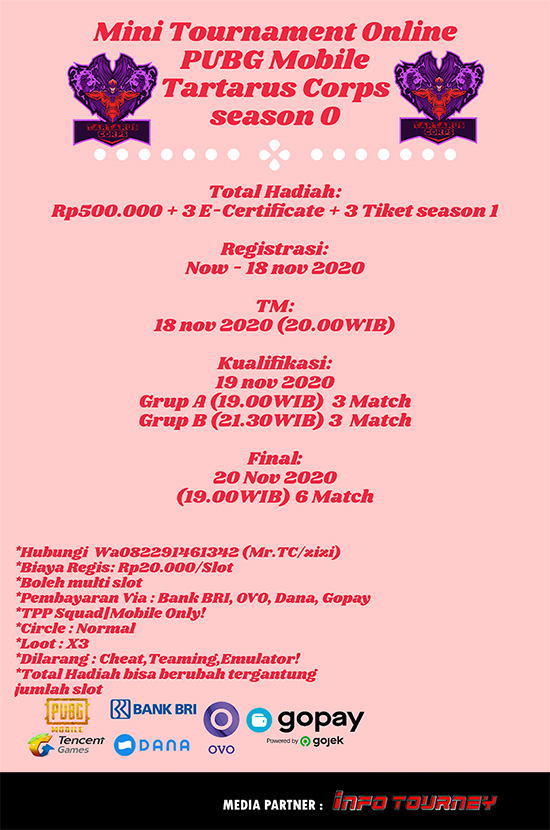 turnamen pubgm pubgmobile november 2020 tartarus corps season 0 poster