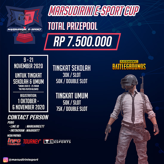 turnamen pubgm pubgmobile november 2020 marsudirini esport cup 2020 poster