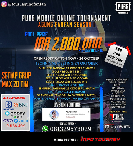 turnamen pubgm pubgmobile oktober 2020 agung fanfan season 1 poster