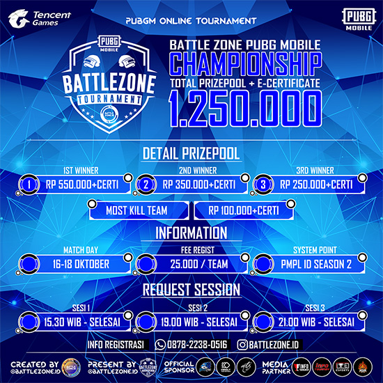 turnamen pubgm pubgmobile oktober 2020 battlezone championship poster 1